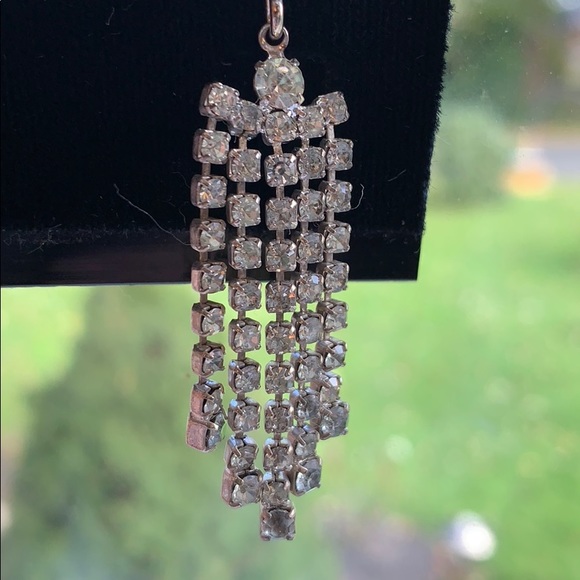 Rhinestone Dangling Earrings - Picture 2 of 4